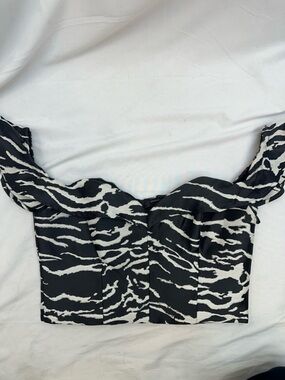 Bardot Black and White Zebra Print Crop Top 8